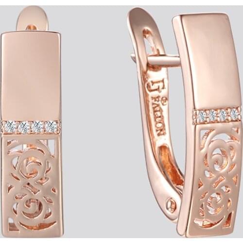 3 Style Women Drop Earrings 585 Rose Gold Color Square White Cubic Zircon Jewelry