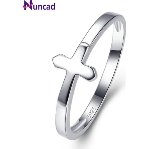 Nuncad Rushed Cross female ring 2MM Wide 925 Sterling rings women jewelry ringY0068R