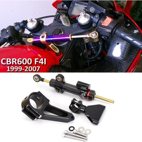 1999-2007 Fiber Carbon Steering Dampers Motorcycle Stabilizer Bracket Mount Kit Support For HONDA CBR600 F4i CBR 600