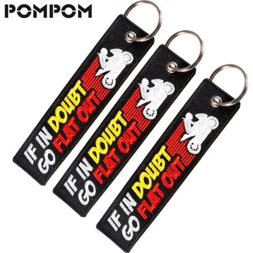 3pcs/LOT IF IN DOUBT GO FlLAT OUT Embroidery Letter Key Chains for Motorcycles and Cars OEM Key Ring Key Tag Porte Clef Jewelry