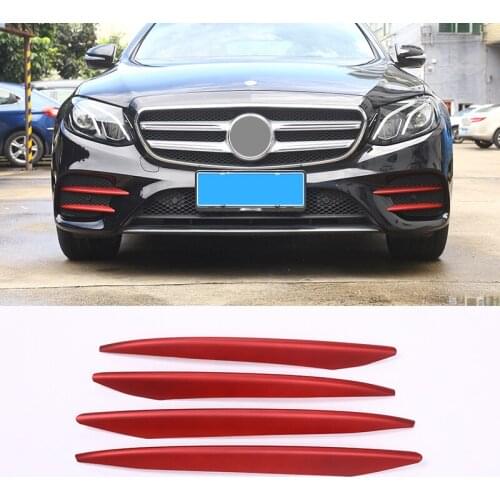 4pcs ABS Red Front Fog Lamp Cover Trim For Mercedes Benz E Class W213 E200 E300 2016 2017 2018 2019 E43 AMG Car Accessories