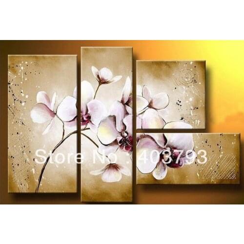 4PC Handmade Modern Art Flowers on Canvas decorative Oil Painting for decoration Free shipping
