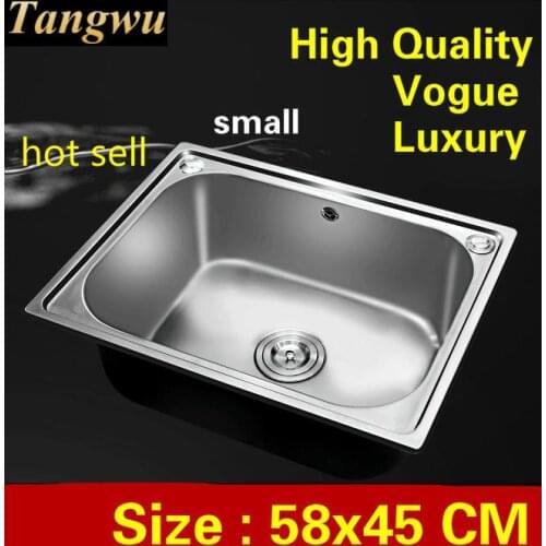 Free shipping Apartment wash vegetables high capacity mini luxury kitchen single trough sink 304 stainless steel 580x450 MM
