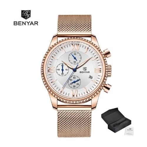 BENYAR New Womens Watches Top Brand Luruxy Gold Ladies Fashion Belt Watch Shape D 'Water Sports Chronograph Watch