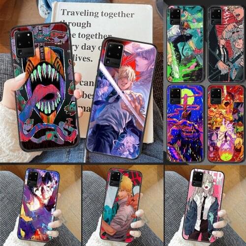 Anime Chainsaw Man Phone case For Samsung Galaxy Note 4 8 9 10 20 S8 S9 S10 S10E S20 Plus UITRA Ultra black tpu coque painting