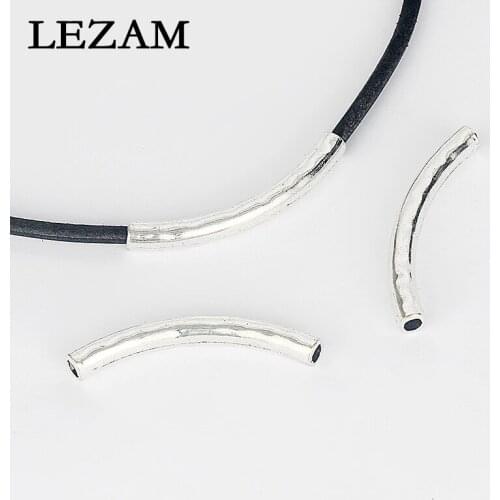 10pcs Fashion Bent Tube Jewelry Long Tube Spacer For 4mm Round Leather Cord Diy Bracelet Necklace Jewelry Accessories Findings