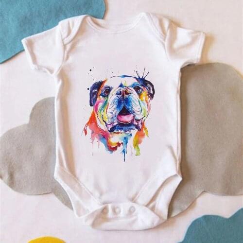 Aesthetic Watercolor Dog Printed Newborn Bodysuit The Most Loyal Friend Baby Clothes Cute Girl Fashion Romper Harajuku Onesie