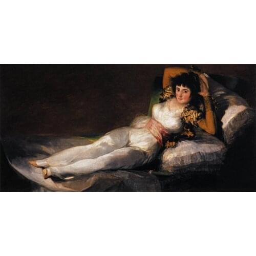 Figure Wall Art Oil Painting on Canvas for Home Decor Francisco de Goya Female The Clothed Maja (La Maja Vestida) Handpainted
