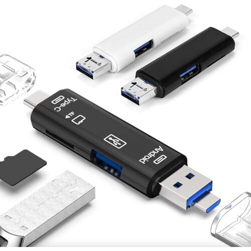 5 In1 USB 2.0 Card Reader High Speed SD TF Micro SD Card Reader Type C Micro USB Memory OTG Card Reader for Laptop Computer