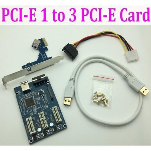 Mining Card PCI E 1 to 4 2 PCIe PCI Express 1X 1 to 3 Port 1X Switch Multiplier HUB Riser Card External Internal + USB 3.0 Cable