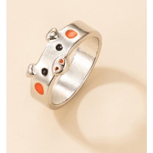 Tocona Colorful Pig Cute Ring for Women Girls Charms Silver Color Alloy Metal Animal Ring Jewelry Accessories Anillo 19685