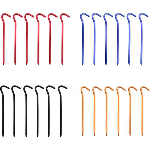 6pcs 18cm Tent Pegs Aluminum Alloy Tent Peg Stake Pin Nail Camping Hiking Travel Tool Outdoor Tent Pegs Camping Accessories