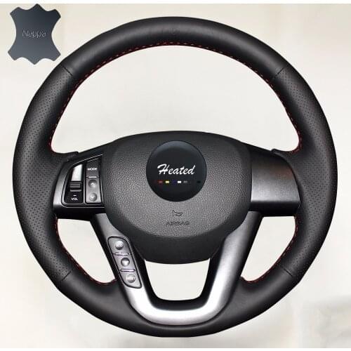 Nappa Leather Car Steering Wheel Cover for Kia K5 2011 2012 2013 Kia Optima car styling braid on the steering wheel