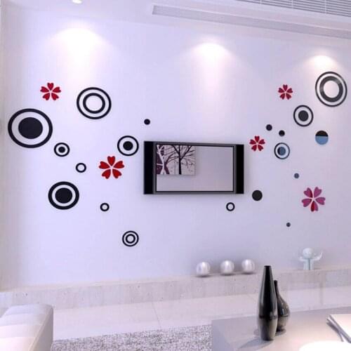 Diy Circles Acrylic 3d Wall Stickers Tv Background Wall Decals 3 Sizes Stickers For Wall Decor Living Room Bedroom 3d Stickers