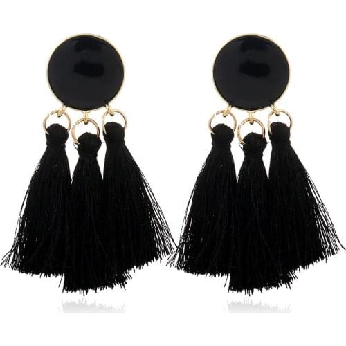 Fashion silk thread earrings vintage new bohemian handmade braided colorful tassel drop earring