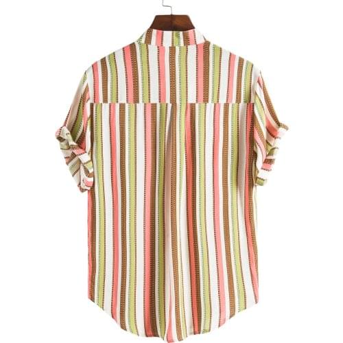 2021 Summer New Men Fashion Striped Shirt Casual Comfortable Short Sleeve Buttons Top for Shopping Daily Wear Four Styles