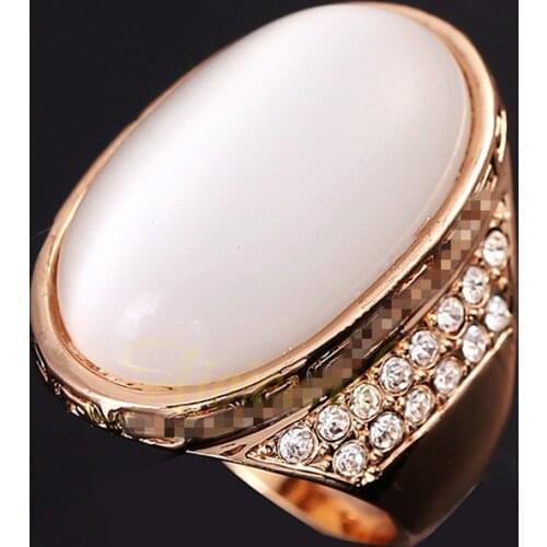Ajojewel Big White Opal Fashion Ring Men Stone Cocktail Ring Size 9-11 Man Jewelry Accessories Women