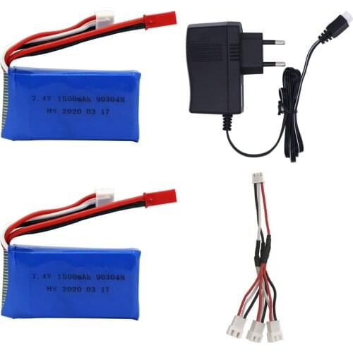 Battery and Charger cable set For Wltoys V353 A949 A959 A969 A979 k929 upgrade 1500mah 7.4V Battery For RC Cars Helicopter Boats