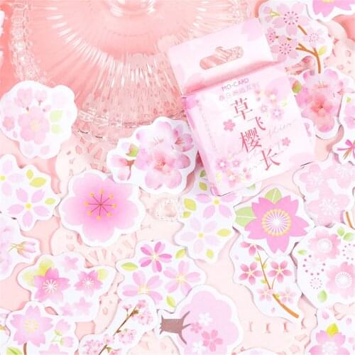 45pcs Cute Sakura Blossom Stickers Kawaii Stickers Cherry Blossom DIY Decoration Scrapbooking Paper Stationary School Supplies