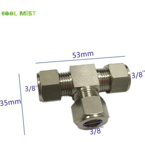 S325 Non-Slip lock tee connector three way fitting 3/8'' size for 9.52mm OD mist pipe 5pcs/lot