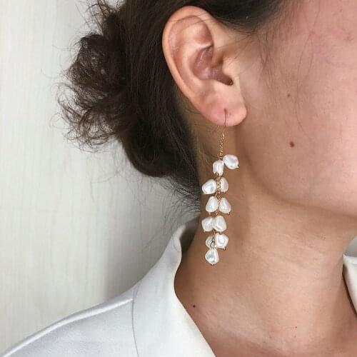 New Fashion geometric All-match Imitation Pearls Tassel Dangle Earrings for Women 2021 Trend Earrings Jewelry Accessories Gift