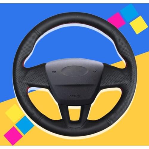 Auto Braid On The Steering Wheel Cover for Ford Focus 3 2015-2018 Fits Without Multi-Function Button Car Wheel Cover Car-styling