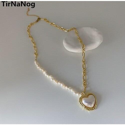French Baroque Freshwater Pearl Necklace Restoring Ancient Ways Is Contracted Romantic Heart-shaped Pendant Clavicle Chain