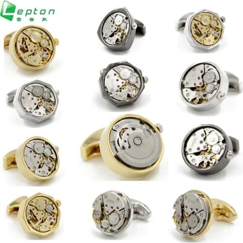 Lepton Functional Watch Movement Cufflinks fashion Watch designer cufflinks for men French shirt cuffs Cuff links Accessories