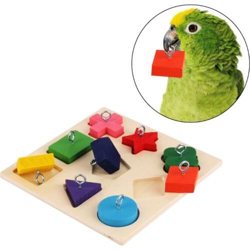 Pet Educational Toys Birds Parrot Interactive Training Colorful Wooden Block 85DA