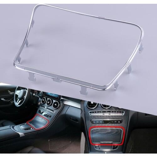 Silver Console Water Cup Holder Frame Trim Strip Moulding Fit For Mercedes Benz C Class W205 GLC Class 2015 2016 2017 2018 2019