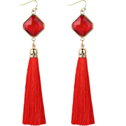 VAKKI Bohemian Exaggerated Eardrop Women Long Tassel Earrings Fabric Dangling Earrings for Women Jewelry Accessories
