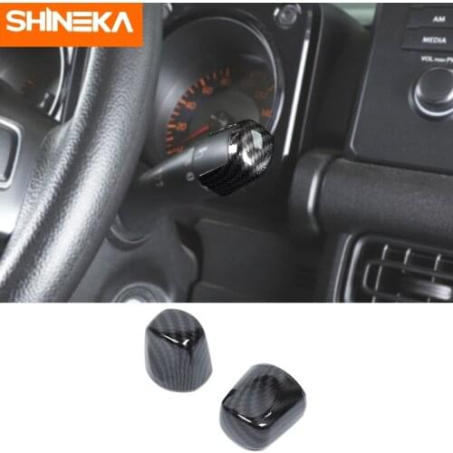 SHINEKA 2Pcs/set ABS Carbon Fiber Grain Car Turn Signal/Wiper Control Lever Decoration Cover Stickers For Suzuki Jimny 2015-2021