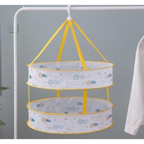 Printed Drying Net Clothes Basket Anti-Deformation Foldable Rack Basket Hanging Windproof Sweaters Socks Bra Laundry Dryer Mesh