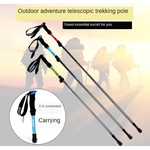 Ultralight Aluminum Alloy 3 Sections Telescopic stright Walking Stick Adjustable Trekking Alpenstock Climbing Hiking Pole Canes