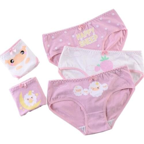 2020 Teenage Panties Pink Sheep Printed Underpants Young Girl Briefs Comfortable Cotton Panties Kids Underwear D123
