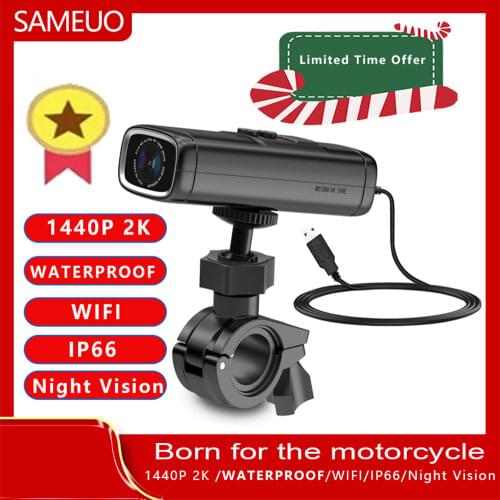 Motorcycle Camera Video Recorder 2k 1440P Motor Bicycle Camera Helmet Camera Wifi Motorbike DVR Dash Cam Night Vision