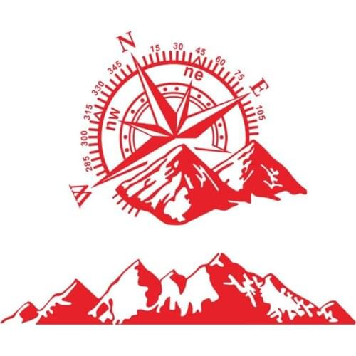 Compass Mountain Print Vinyl Car Sticker Navigate Offroad Decal Outdoor Car Body Decal