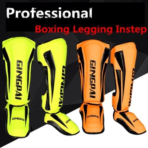Youth/Adult MMA Boxing Shin Guards Kickboxing Ankle Support Equipment Karate Protectors Foot Shank Sanda Muay Thai Leggings DEO