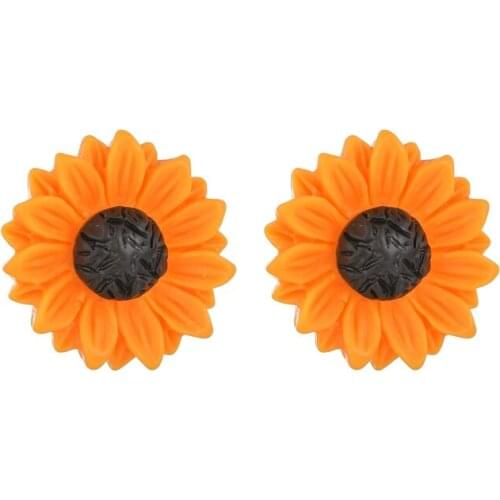 UAM Spring Cute Korean Multicolor Geometric Round Small Resin Sunflower Plant Stud Earrings For Woman Classic Fashion Party Gift