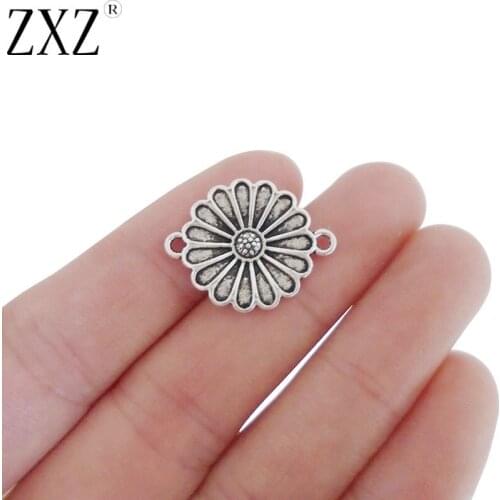 ZXZ 20pcs Flower Connector Charms for Bracelet Jewelry Making Findings 23x18mm