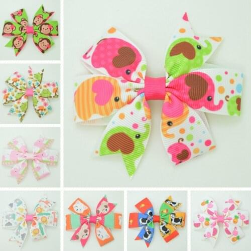 1pcs 8 pcs Animal Cartoon Hair Bows With Clip For Baby Girls Ribbon Hair Clip Boutique Barrettes Headwear Hair Accessories 3.1"