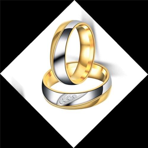 HIP Hop 1Pc 6mm Stainless steel rhinestone couple ring For Women Men Jewelry Dropshiping Couple gift