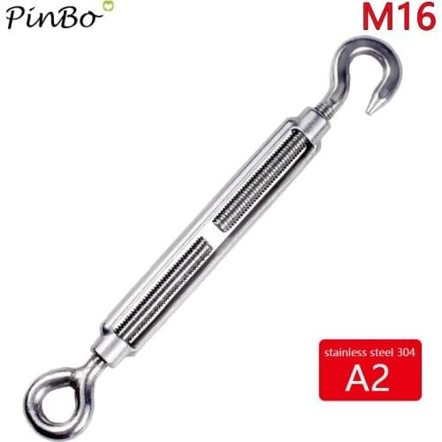 1 pcs Stainless Steel 304 Hook to Eye M16 Turnbuckle Open Body Wire Rope Tensioner