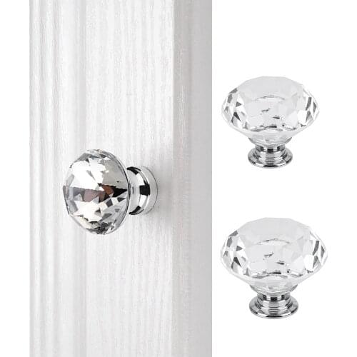30/40mm Cabinet Door Wardrobe Handles Home Decor Glass Knob Diamond Shape Design Cupboard Drawer Pull 1 Pcs Kitchen Appliance