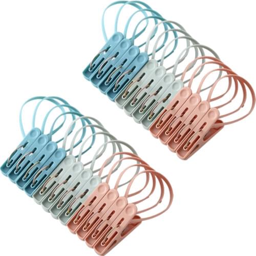 24pcs/set Windproof Clothespins Plastic Laundry Clip Portable Bra Socks Hanger hook quilt clothing clip Hanging Rope Clothes Peg