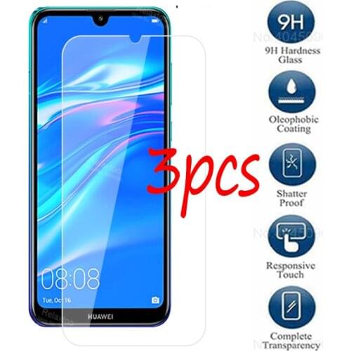 3pcs tempered glass on for huawei y7 2019 glass huavei huwai y7 pro 2019 y7pro 7y y 7 y screen protective safty glass flim