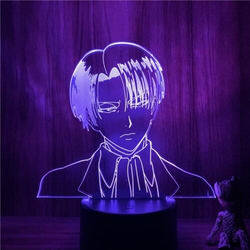 Lover 3D Lamp Action Figure Attack on Titan Levi Cool Face LED NightLight 7 Colors Touch Table Decor Night Light Gift Model