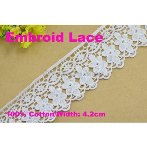 4.2cm width 100% cotton lace sewing ribbon guipure lace trim or fabric warp knitting DIY Garment Accessories free shipping#3263