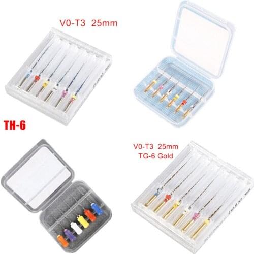 6PCS mixed Dental Endodontic Endo Heat Activation Niti /Rotary NiTi/ TG6 Files Nickel 25mm Rotary Root Canal for Engine Use