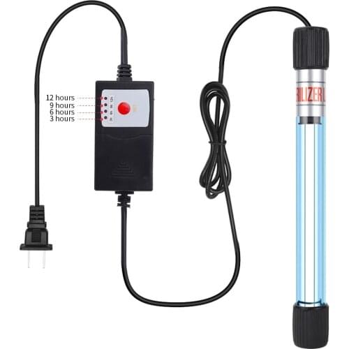 Aquarium UV Germicidal Lamp Fish Tank Sterilizer Light With Timer Ultraviolet Algae Removal Disinfection Water Purifier